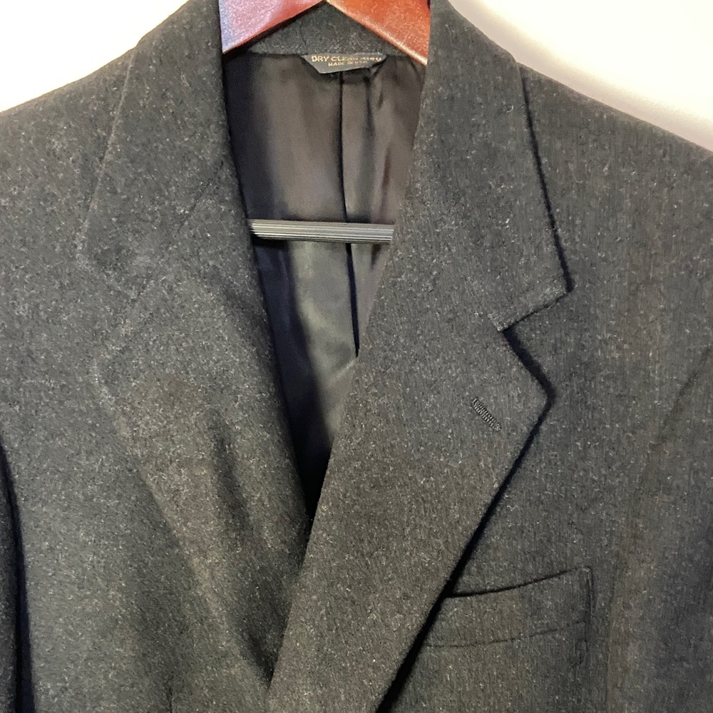 Bill Blass Classic Charcoal Gray Men's Jacket Camel Hair Blazer 42